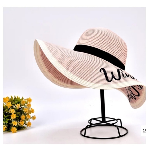LAST 1 (5🌟 Rated) Blush/Beige Embroidered Sun Hat - Picture 2 of 8